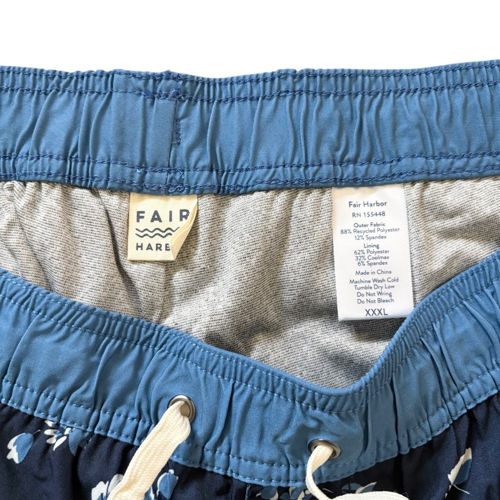 Fair Harbor Anchor Blue Floral Swim Trunks SZ XXXL ‎ 3XL Boardshorts EUC - Picture 3 of 9